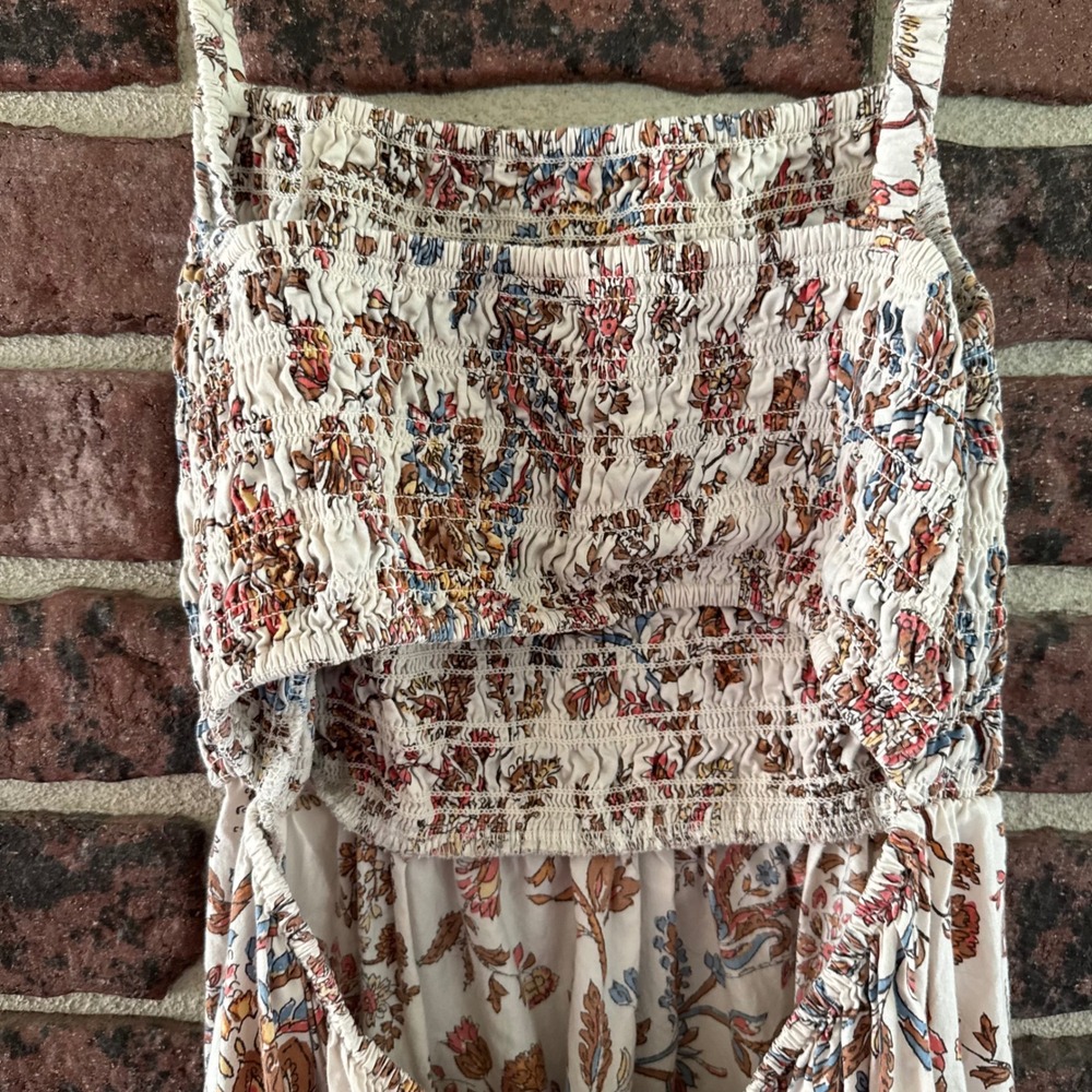 Old Navy Smocked Cutout Cami Midi Dress Tall Boho Flowy Prairie Romantic Floral - Picture 5 of 9